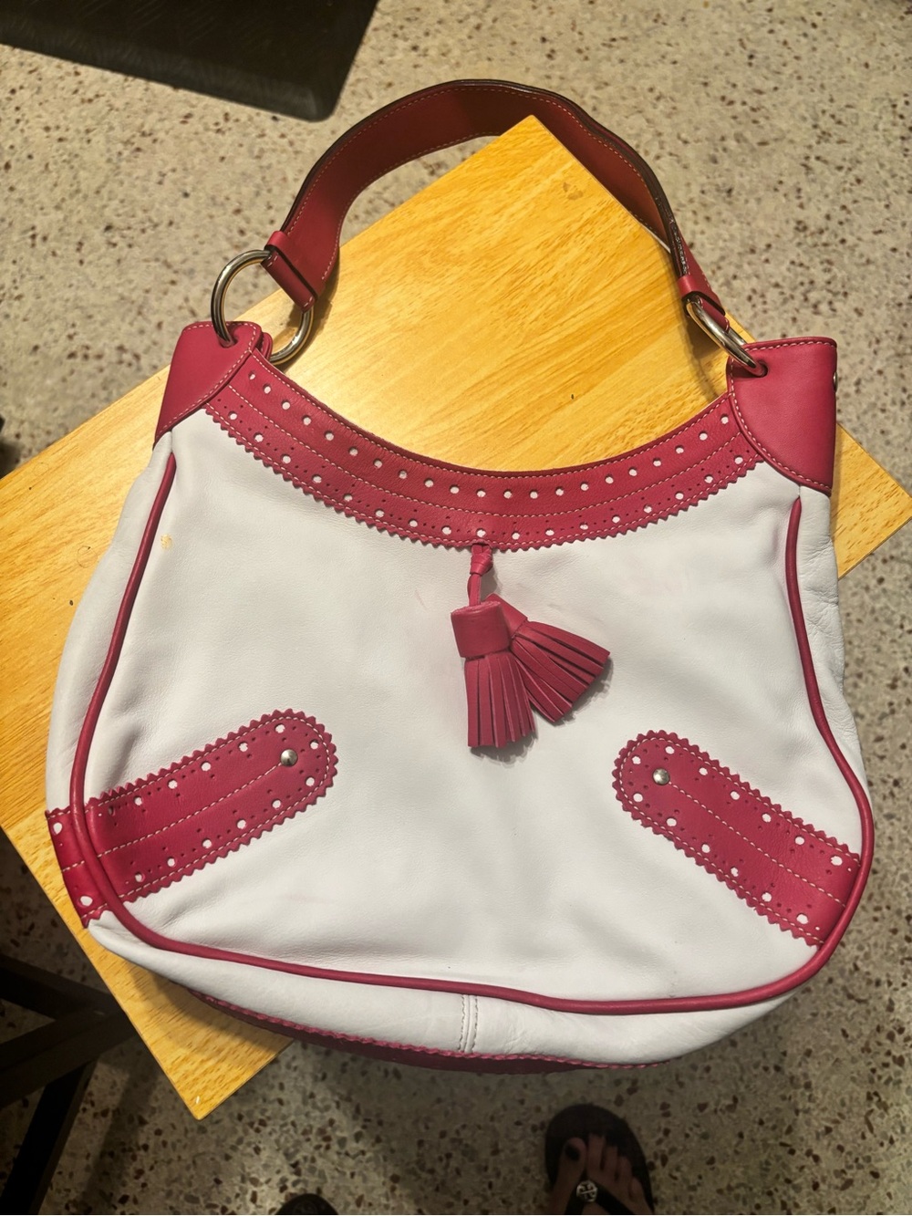 Vintage Burberry brogue tassel hobo shoulder bag